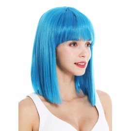 WIG ME UP - VK-10-T4440 Women's Wig Short Shoulder Length Longbob Straight Cleopatra Fringe Blue Light Blue