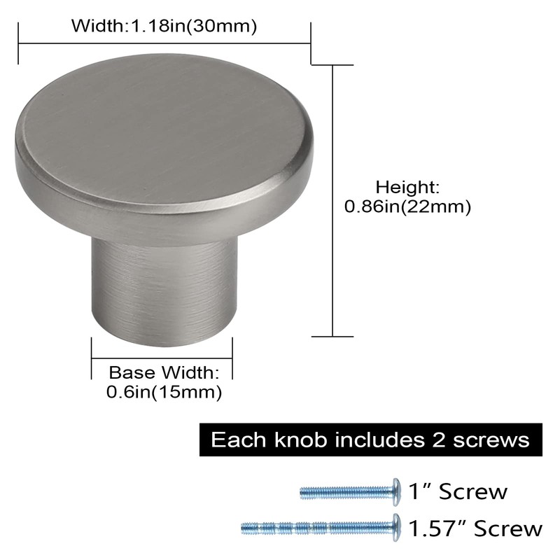 LONTAN Pack of 10 Furniture Knobs, Stainless Steel Cabinet Knobs,