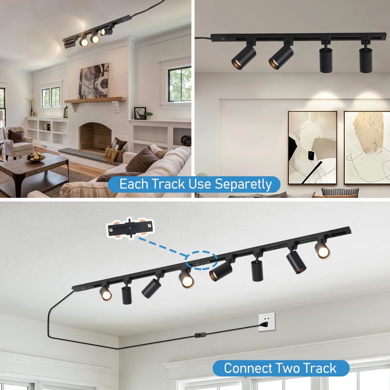 Hiiglxii Plug in Track Lighting with Power Cord, 8 Light