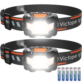 Victoper Running Head Torch - Super Bright Head Light Lightweight Headlamp with Adjustable 4 Modes IPX5 Waterproof Running Fishing Camping Hiking Kids Adults 2 Pack