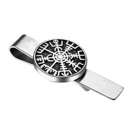 Viking Compass Tie Clip for Mens: Stainless Steel Nordic Norsemen Compass Rune Tie Clip Shirt Accessories for Valentines Christmas Birthday