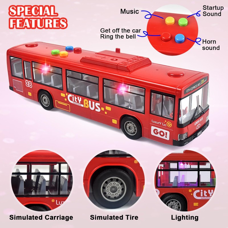 Cemirk Bus Toy for Boys and Girls Ages 1 and