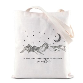 Christian Tote Bag Worship Canvas Bag Religion Baptism Gift Bible Verse Gift If The Stars Were Made To Worship So Will I Gift (CA-WorshipSoWill ToteBS)