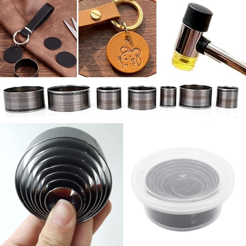 Leather Cutting Dies Set, 7 Pieces Round Leather Punching Tool,