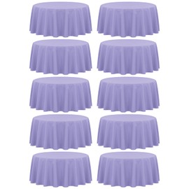 Fani 10 Pack 90 Inch Round Lavender Polyester Tablecloth, Wrinkle & Stain Resistant, Perfect for 5ft to 6ft Round Tables