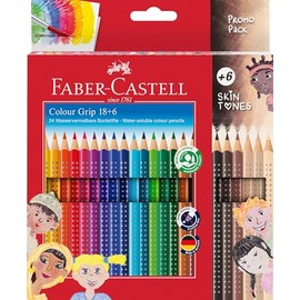 Faber-Castell Colour Grip 112819 Colouring Pencils Set of 24 Including 6 Skin-Coloured Pencils