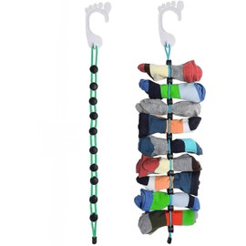 Sock Hanger for Easy Laundry, Washing Drying and Storage, Clip & Hold and Organize Multiple Items Pairs in One Stack (2-PACK)