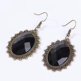 Pirate Earrings for Women Gothic Earrings for Women Red Rhinestone Teardrop Chandelier Dangle Earrings Victorian Pirate Jewelry Women Gifts (B:Black goth earrings)