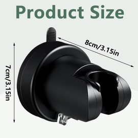 Black Vacuum Suction Cup Removable Shower Head Holder Height Adjustable Shower Wand Holder, Shower Head Holder Wall Mounted with Suction Cup, 360 Rotatable Shower Hose Holder for Bathroom (Black)