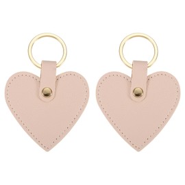 PATIKIL Heart Leather Keychains, 2 Pack Heart Leather Key Fobs with Key Rings Keychain Holder for Wedding Gifts Party Favors ID Card, Pink