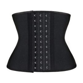 Atbuty Short Torso Waist Trainers Cincher Corset Underbust Body Shaper Latex Sport Girdle (Black (9'' Short Torso, 9 Steel Bones), 3XS)