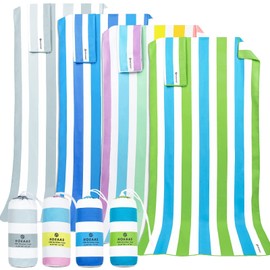 Microfiber Beach Towel,Quick Dry Camping Towel(60"x30"+24"x12") 2 Pack Sand Proof Ultra Soft Extra Large Beach Towels,Compact Lightweight Super Absorbent Travel Towel for Pool Swim Camp Yoga Bath