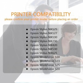 SAOUOT 4PK 125 T125 Ink Cartridges For Epson NX125 NX127 NX130 NX230 NX420 NX530 NX625