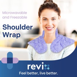 REVIX Microwave Heating Pad for Neck and Shoulders Back, Microwavable Heated Neck Wrap Warmer with Moist Heat, Lavender Aromatherapy Hot and Cold Pack