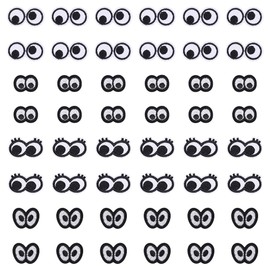 FINGERINSPIRE 48 Pcs Black and White Eyes Iron on Patch 4 Styles Polyester Embroidery Cloth Eyes Sew on Patches 1~1.8" Eyes Sewing Applique Stickers Patch for Clothes Jacket Hat Jeans DIY Accessories