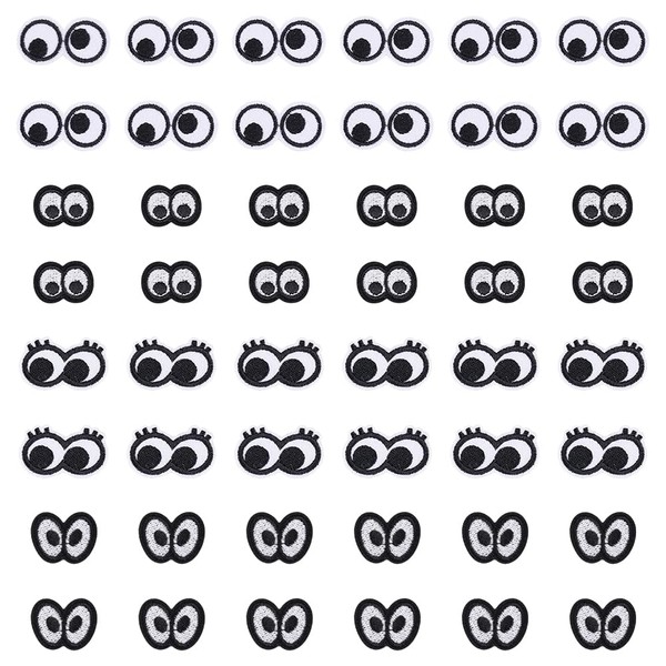 FINGERINSPIRE 48 Pcs Black and White Eyes Iron on Patch
