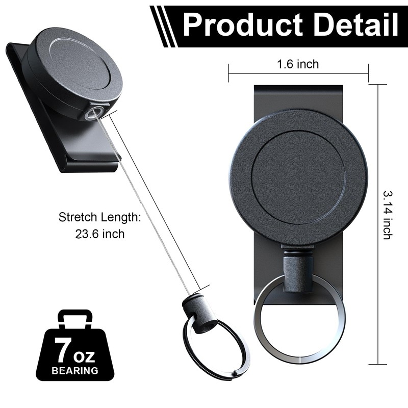 PRETWOYS 2 Pack Heavy Duty Retractable Keychain with Belt Clip,