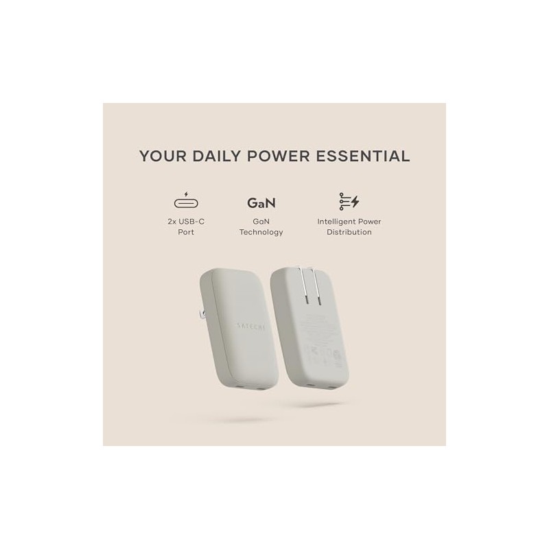 SATECHI OntheGo Cargador de Pared 67W, GAN USB-C, PD 3.0+PPS,