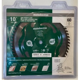 Hitachi Metabo HPT 115435M 10” Fine Finish Table saw / Miter saw Blade 60T 5/8” Arbor.
