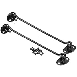 Litensh Pack of 2 Storm Hooks, Stainless Steel, 10 Inch Barn Door Hook Lock, Gate Door Hook and Eye Latch, Cabin Hook and Eye Latch, Cabinet Latch, Rotating Window Hook for Bathroom, Window, Gates