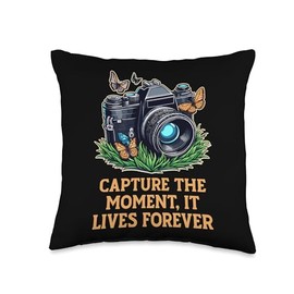 Light and Shadow Lens Legends Capture The Moment, It Lives Forever Camera Lens Snapshots Throw Pillow, 16x16, Multicolor