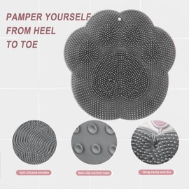 Shower Foot Scrubber,Shower Foot and Back Scrubber,Back Scrubber for Shower Washer,Foot Washer with Suction Cups,Foot Scrubber Massager Cleaner Wash Brush(gray cat claw)