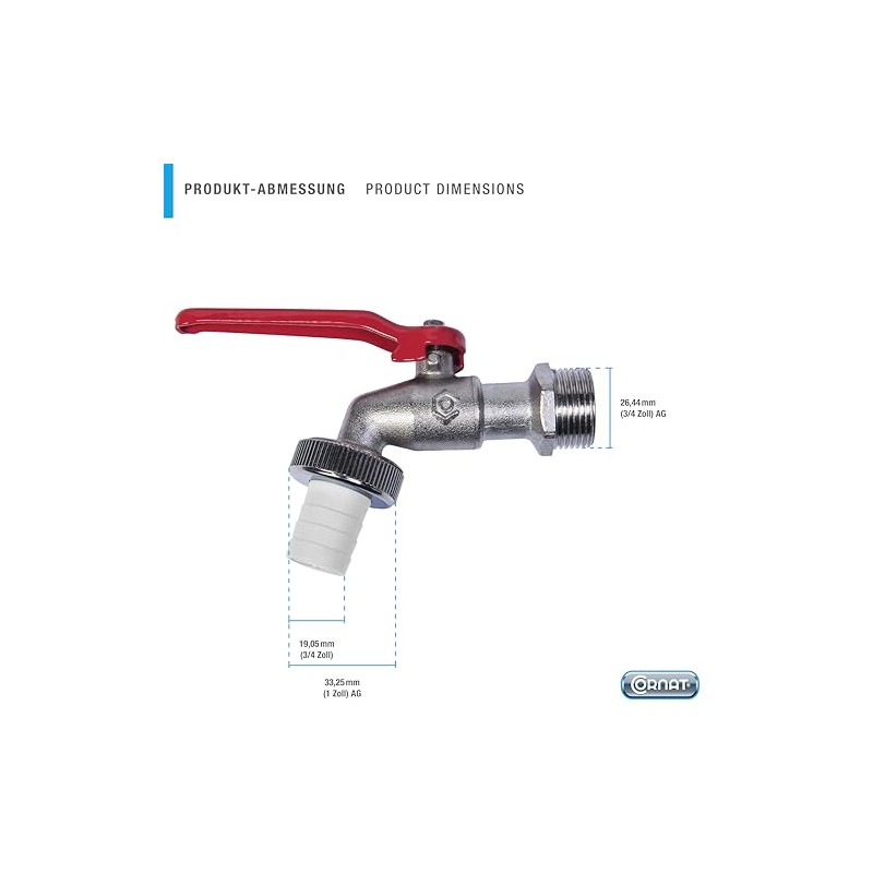 Cornat Ball Drain Valve with Hose Connection High-Quality Brass