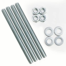 BAUQOO Threaded Rods M12 Certified Made of Steel 8.8 High-Strength Galvanised Pack of 4 Length 16.5 cm Nuts M12