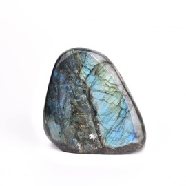 JIC Gem Class 1 Labradorite Palm Stone Crystal, Polished Healing Pocket Worry Stone for Anxiety Stress Relief 1.3-1.5lb
