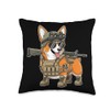 Tactical Corgi Dog Breed Warrior Animal Pun Meme Throw Pillow