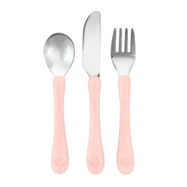 Green Sprouts® Stainless Steel & Sprout Ware® Kids' Cutlery, 12mo+, Plant-plastic, Dishwasher Safe, Ergonomic, Tested for Hormones - Light Grapefruit