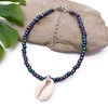 Cowrie Shell ANKLET Dark AB Shimmer Color Glass Seed Beads