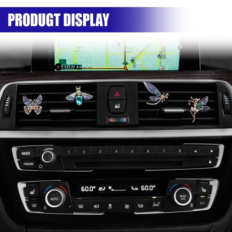 4PCS Bling Car Dashboard Air Vent Trim Clips, Sparkly Rhinestone