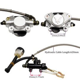 Rear Foot Brake Master Cylinder Caliper Disc Rotor Pad Assembly For 110cc 125cc 150cc 200cc 250cc ATV Quad TaoTao (BLACK)