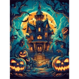 Huacan - Kits de pintura de diamante AB para adultos, 5D de calabaza de Halloween, kit de arte cuadrado completo para decoración de pared del hogar, 11.8 x 15.7 pulgadas