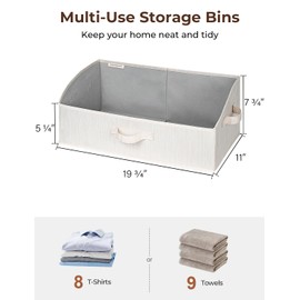 StorageWorks Closet Storage Bins, Trapezoid Organizer Box for Shelves, Fabric Clothes Bin, Foldable Organizing Baskets with Handles, Large, Mixing of Beige, White & Ivory, 3-Pack