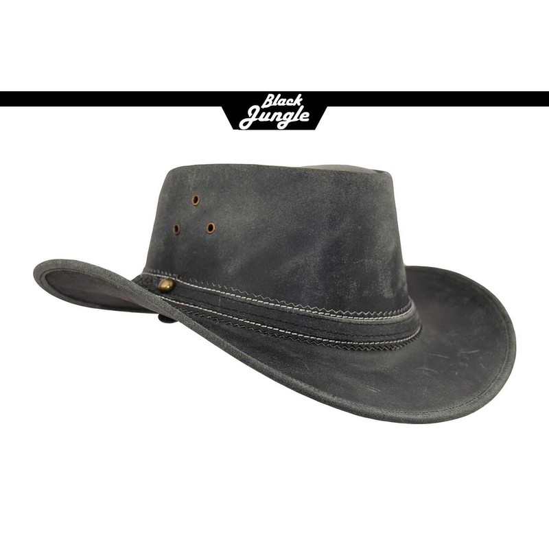 Black Jungle Dayton Leather Western Hat Australia Cowboy Hat, black