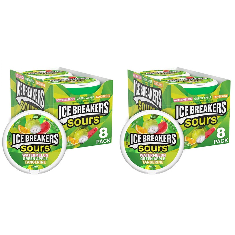 Ice Breakers Sours ( Green Apple, Tangerine, Watermelon), 1.5-Ounce Canisters