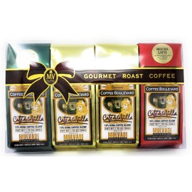 Gourmet Roast Kona Coffee Gift Pack, Ground, 3 Flavors, 4 Bags (1.75 Oz., 50g)