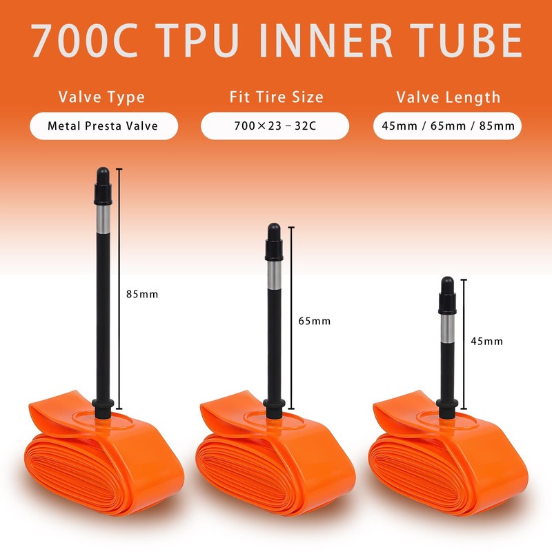 2 Pack 700C TPU Road Bike Inner Tube 23-32C with