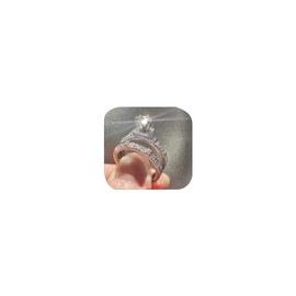 Wedding Bands Engagement Rings for Women Platinum Plated 925 Silver Cubic Zirconia Promise Rings for Her Infinity Anniversary 1.25ct Simulated Diamond 2-Pc Bridal Ring Set (10#)