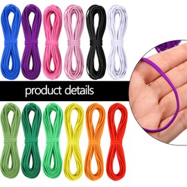 12 Rolls Braided Elastic Bands Colorful Elastic Rope/ Elastic Cord Heavy Stretch Strap Cord Elasticity Knit Flat Elastic Band for Sewing Crafts DIY, Bedspread, Cuff (1/8 Inch x 106 Yard, Bright Color)