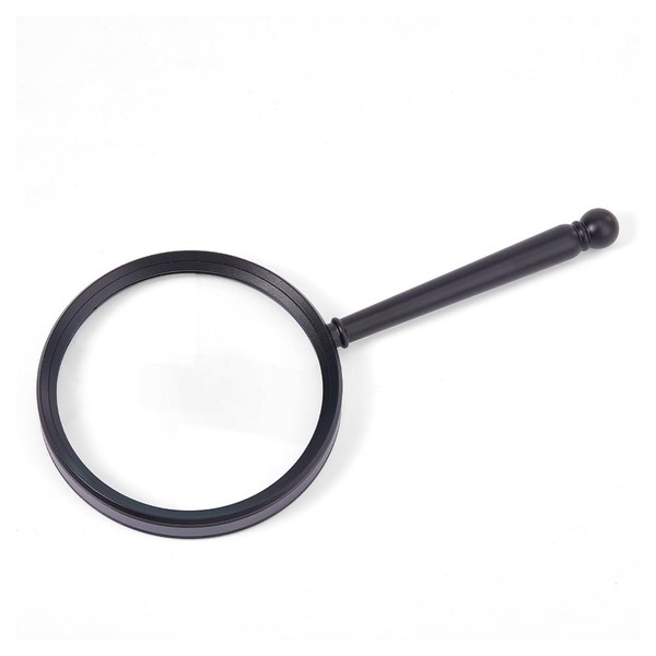 SUPERFINDINGS 10X Handheld Magnifying Glass Black Magnifier with Aluminum Handle