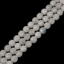 Natural Moonstone 8mm Gemstone Faceted Round Loose Strand Beads for DIY Necklace Bracelet Jewelry Making 15 Inch