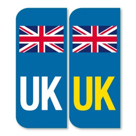 Road Legal UK United Kingdom Symbol Car REFLECTIVE Vinyl Sticker Number Plate Decal for European Roads after BREXIT | UK Number Plate flag + UK oval sticker