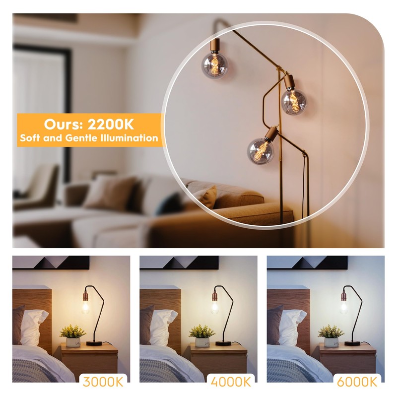 Unique Stained Glass Light Bulbs, Low Lumen Eye-Caring Soft Dim