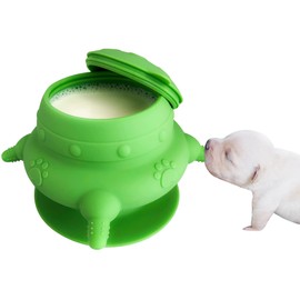 Newborn Puppy and Kitten Feeder, Milk Feeding Bowl - 4-Nipple Design for Easy Nursing of Small Pets,Green