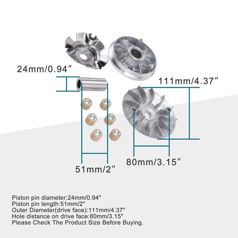 GOOFIT Motorcycle Complete Variator Roller Assembly Replacement For GY6 125cc