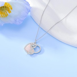 LWQQWL Heart Lock Necklace for Women 925 Sterling Silver Opal Lock and Key Pendant Necklace Lock Jewelry Gifts