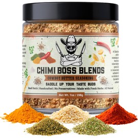 Chimi Boss Blends Cowboy Butter Seasoning, 7oz – Garlic Herb Butter Dry Rub for Grilling, Smoking & BBQ – Gourmet Small-Batch Spice Blend for Steak, Chicken, Seafood & Vegetables – Made in USA